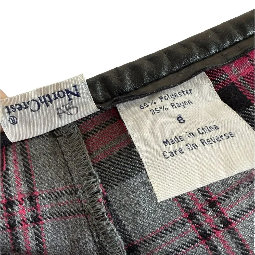 Y2K Girl's Northcrest Mini Skirt Skort Pink Black Gray Tartan Plaid School Sz 8